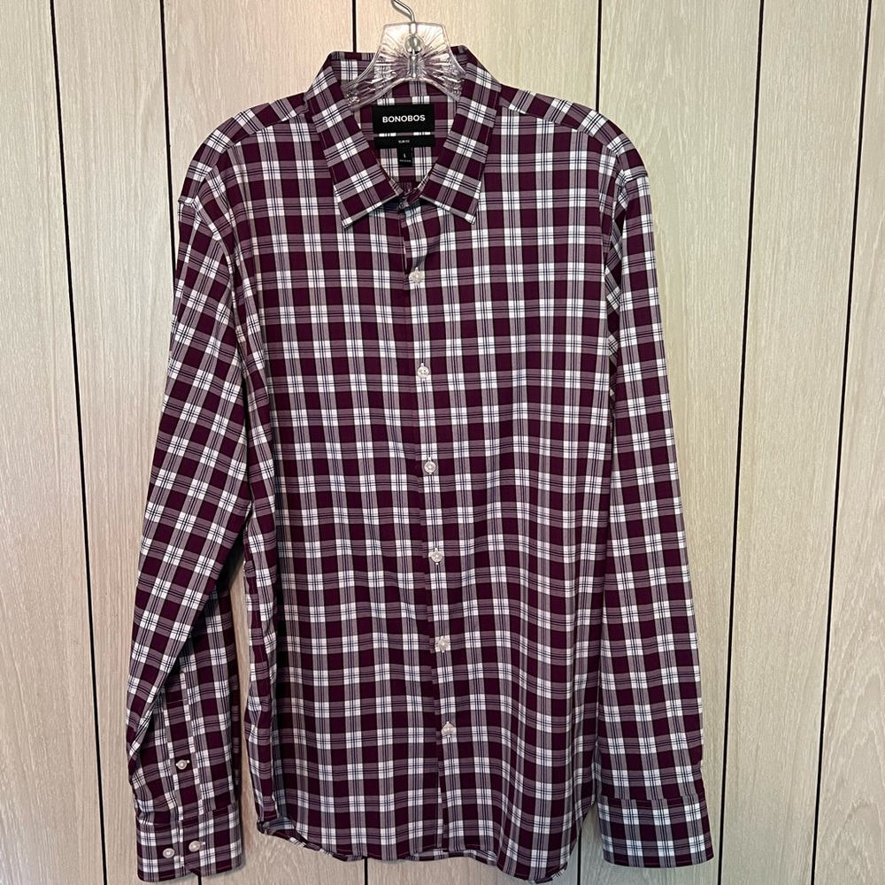 Bonobos Men's Maroon Checkered Shirt